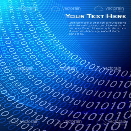 Light and Dark Blue Binary on Blue Background with Sample Text